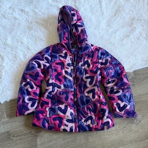 Fadedβ Glory Kids Puffer Jacket - Purple and Pink Hearts 4/5 XS
